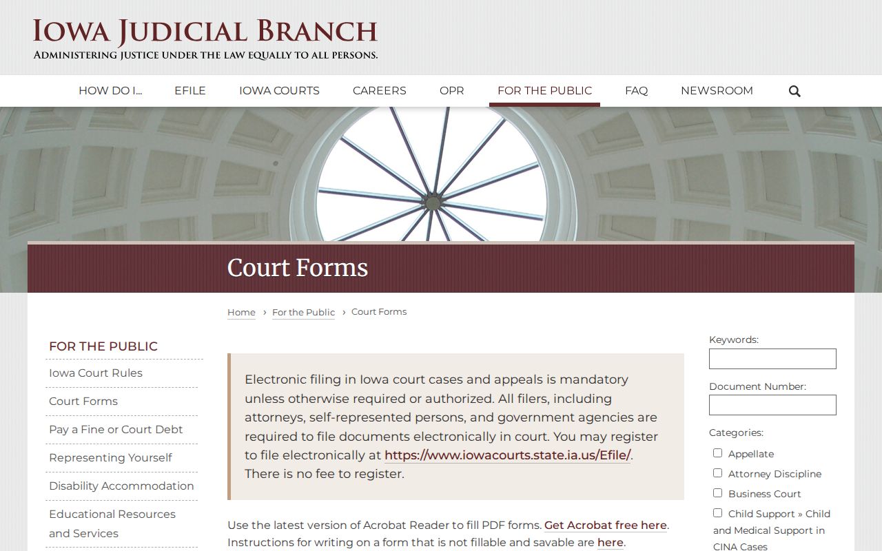 Iowa court forms for Howard County arrest record expungement