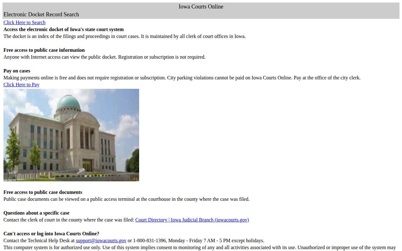 Iowa Courts Online Howard County arrest disposition search