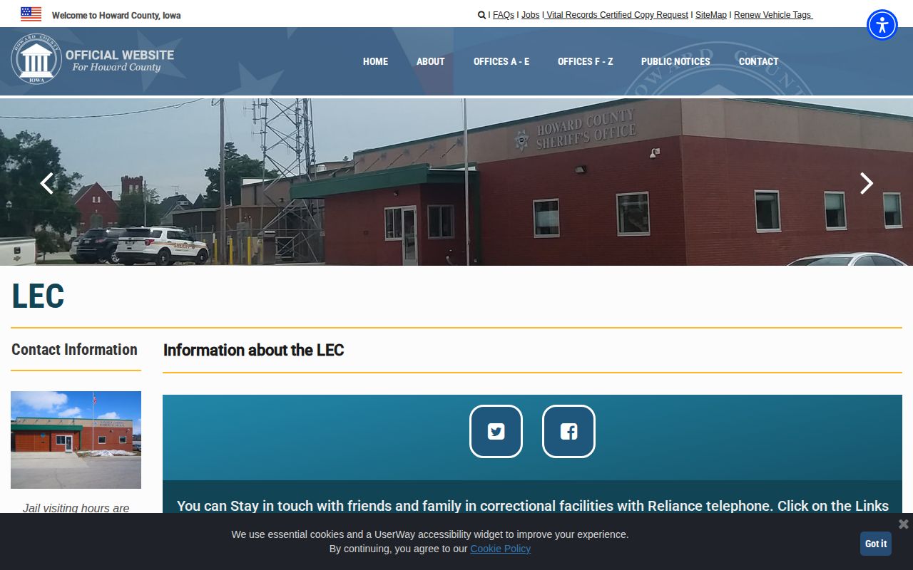 Howard County jail roster and booking contact information