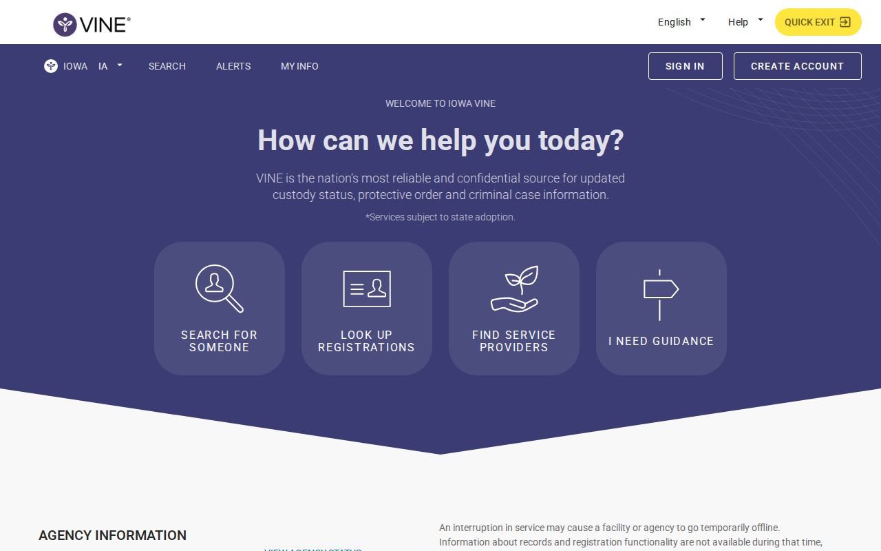 IowaVINE Howard County custody record search