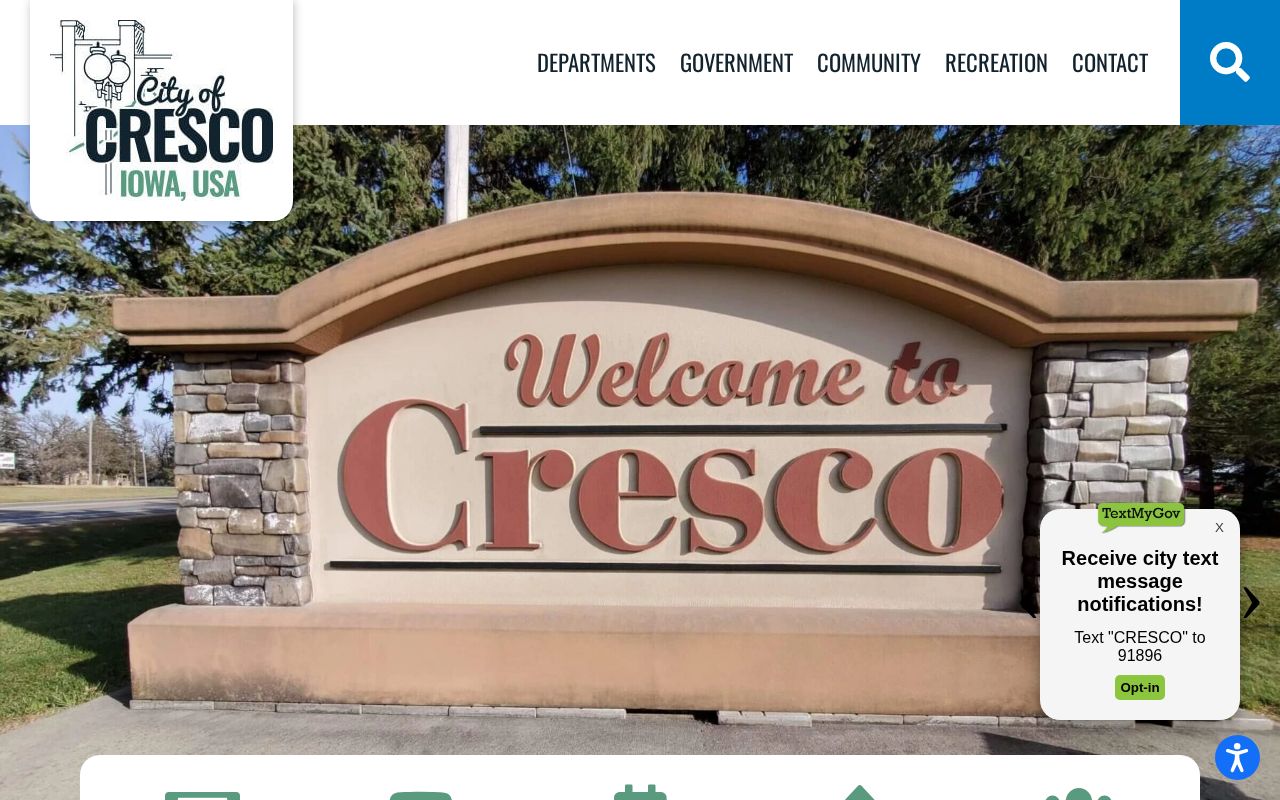 Cresco Iowa municipal site for local arrest record contacts
